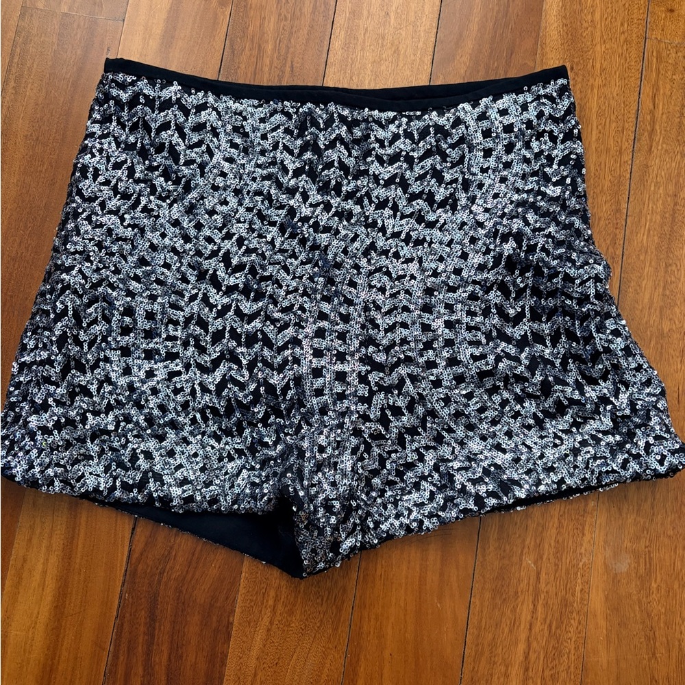 Zara Black Shorts with Silver Sequin Detail